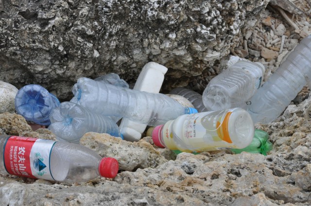 Plastic bottles load every rift