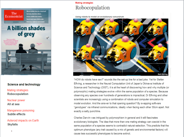 Yay! Lead science story in the Economist.