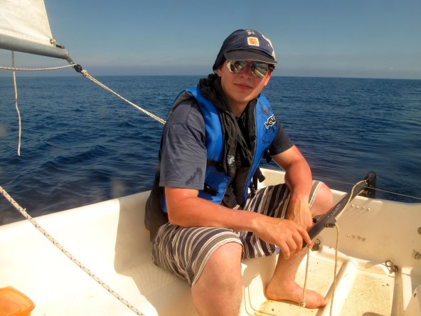 Ben at the helm early in the day