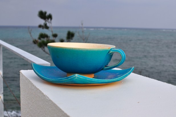 My new tea cup and saucer made by Omine sensei.