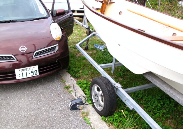 Happy trailer. Notice how beautiful the boat is looking.
