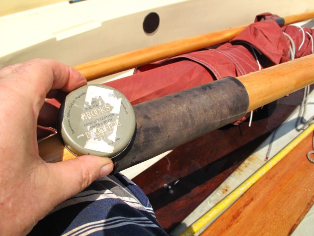 This is grease that I bought with the Brooks saddle for Big Red. It does a great job on the oar leathers.