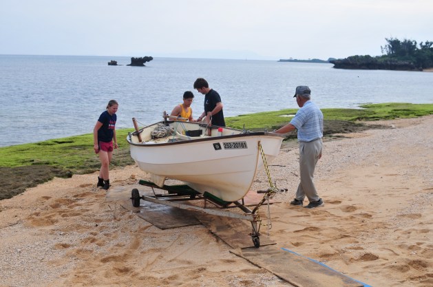 A delightful old guy, who walks down the beach every morning at 7:30 to do his calisthenics, comes to help