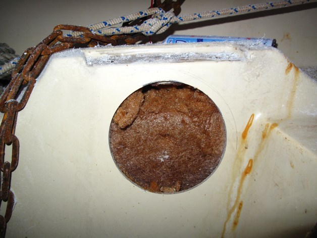 Beautiful 5 inch hole. Ballast foam behind.