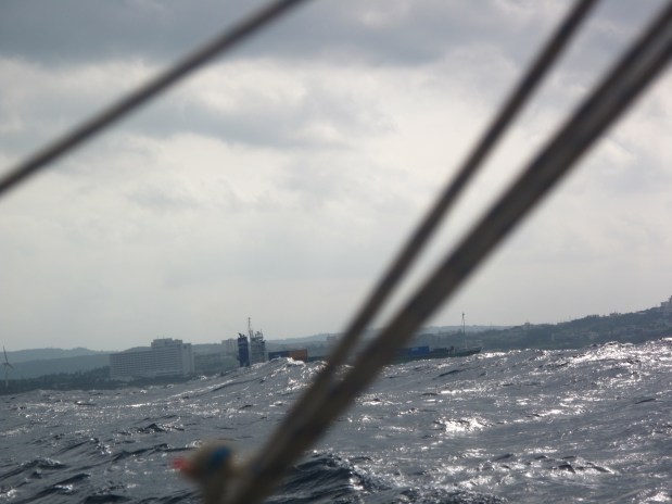 We overtake a steamer. Big sea.